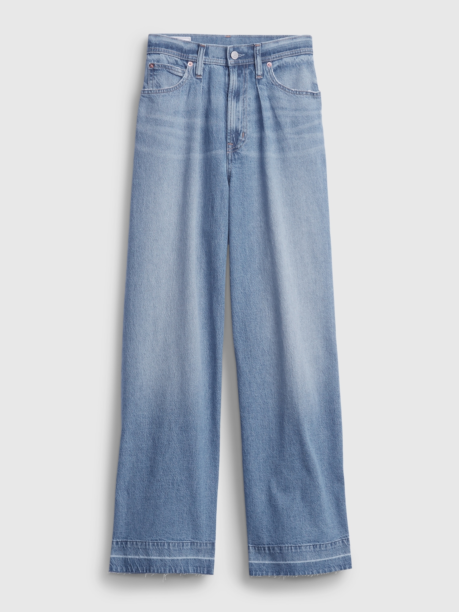 High Rise Pleated WideLeg Trouser with Washwell Gap