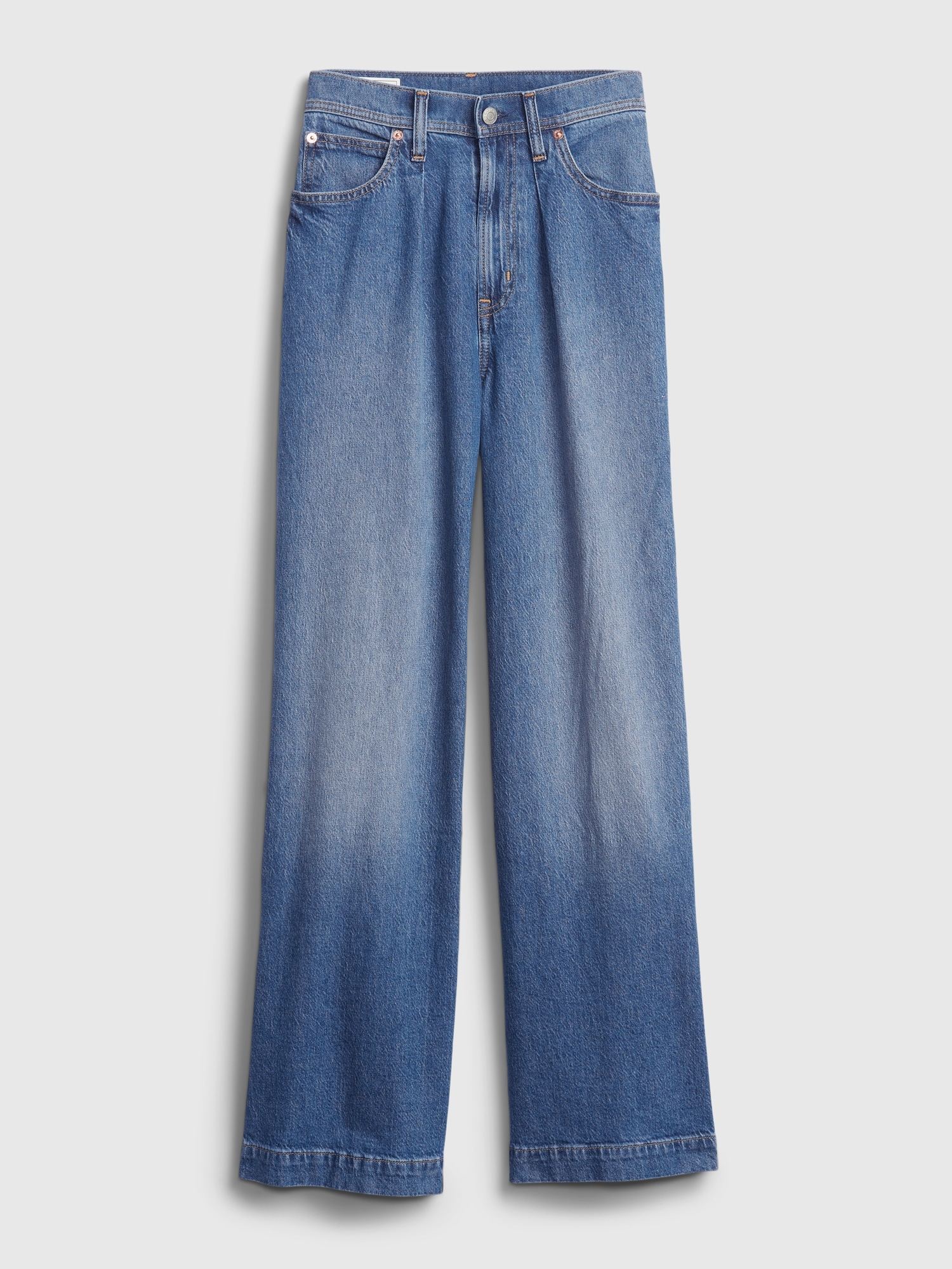 High Rise Pleated WideLeg Jeans with Washwell Gap
