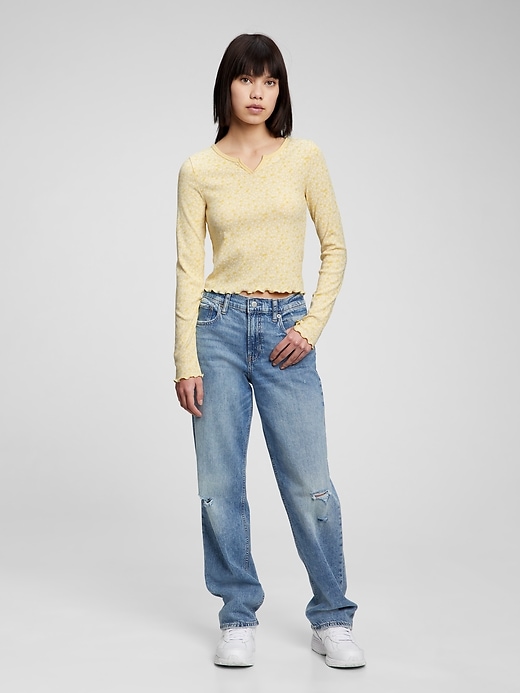 1 of 8 showing, with the color yellow of product Teen V-Neck Long Sleeve Top