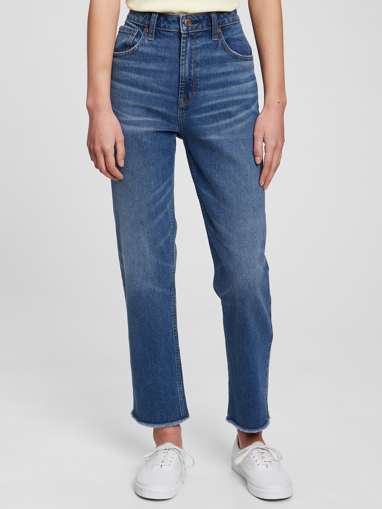 Gap Teen High Rise Girlfriend Jeans with Washwell blue. 1