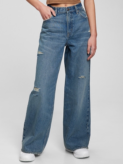 Image number 1 showing, Teen Low Rise Wide Stride Jeans with Washwell
