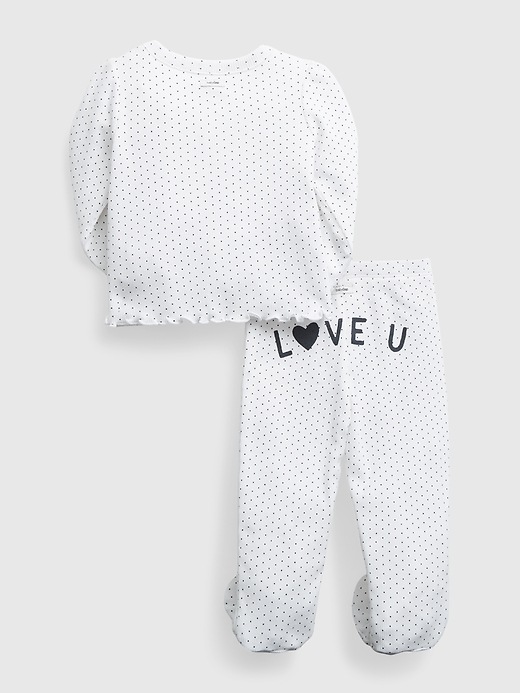 2 of 8 showing, with the color optic white of product Baby 100% Organic Cotton First Favorite Kimono Outfit Set