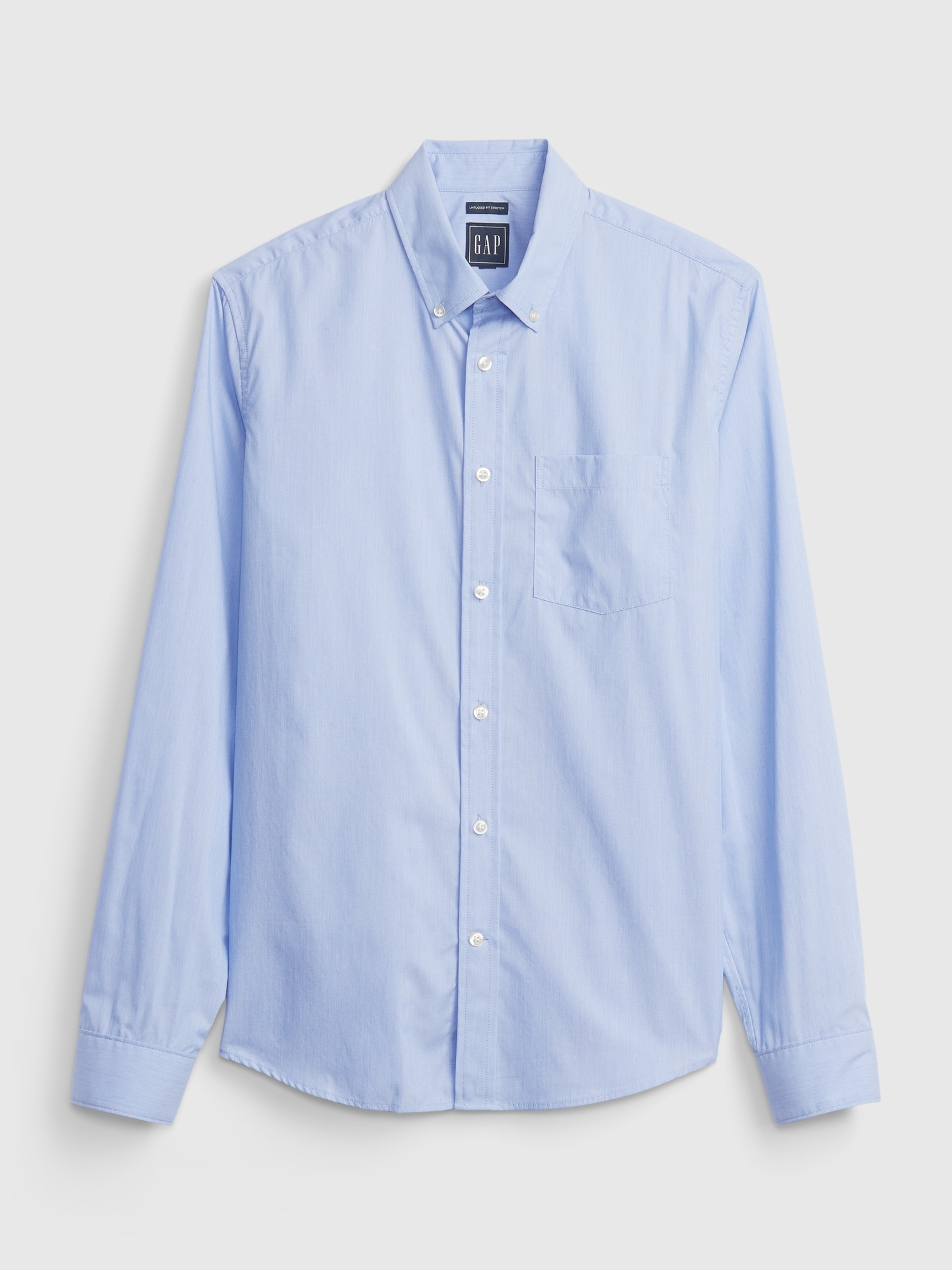 Stretch poplin shirt with logo tag in White