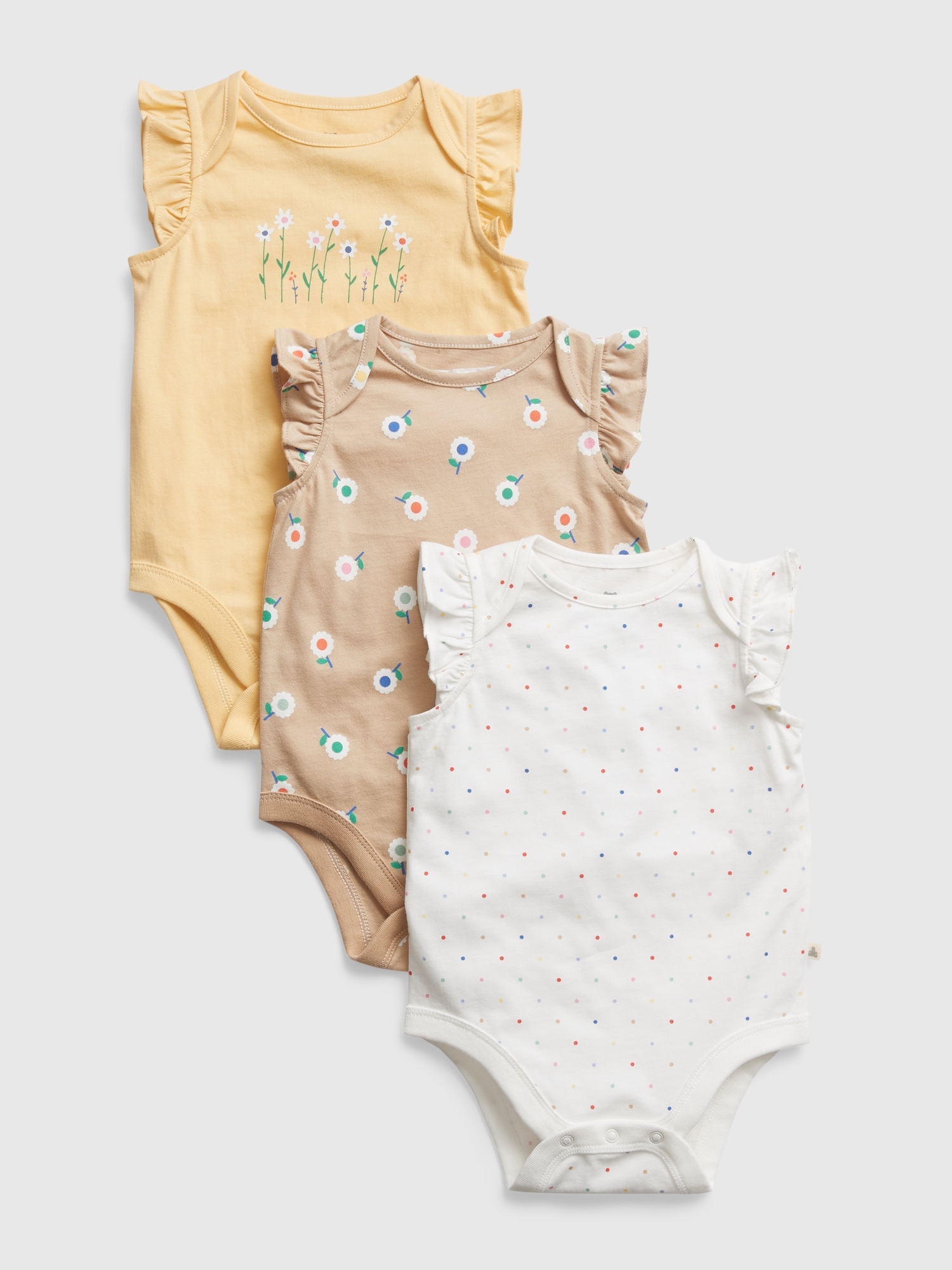 Baby 100 Organic Cotton Mix & Match Flutter Bodysuit (3Pack) Gap