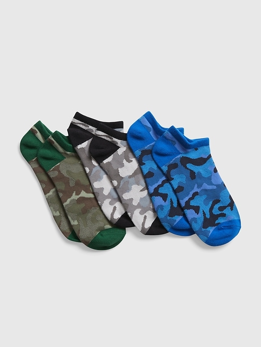 Kids Camo No Show Socks (3-Pack)