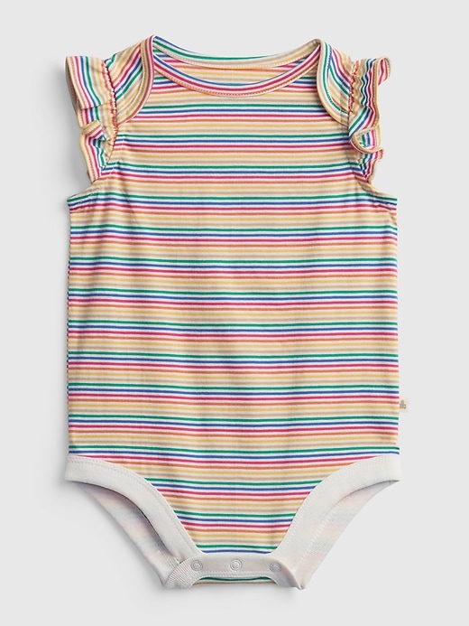 1 of 8 showing, with the color multi stripe of product Baby Organic Cotton Mix and Match Flutter Bodysuit
