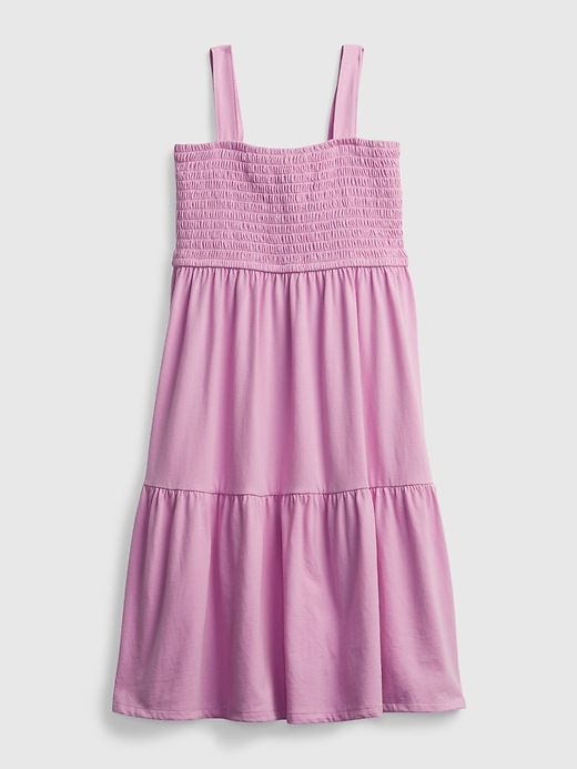 1 of 8 showing, with the color sugar pink of product Kids Smocked Midi Tank Dress