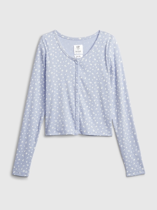 2 of 8 showing, with the color ice blue of product Teen Rib Cardigan