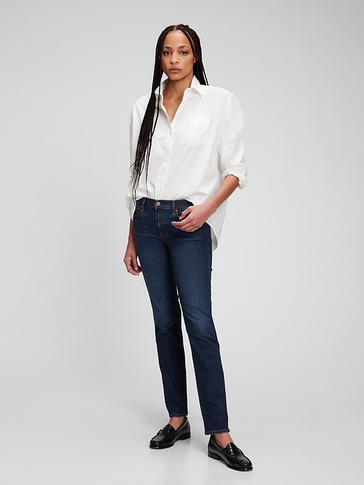 Mid Rise Classic Straight Jeans with 