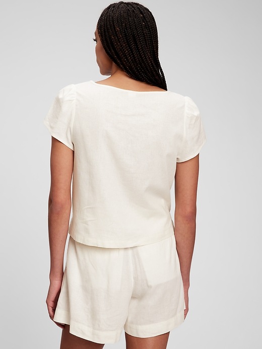 Image number 2 showing, Linen Blend V-Neck Button-Front Shirt