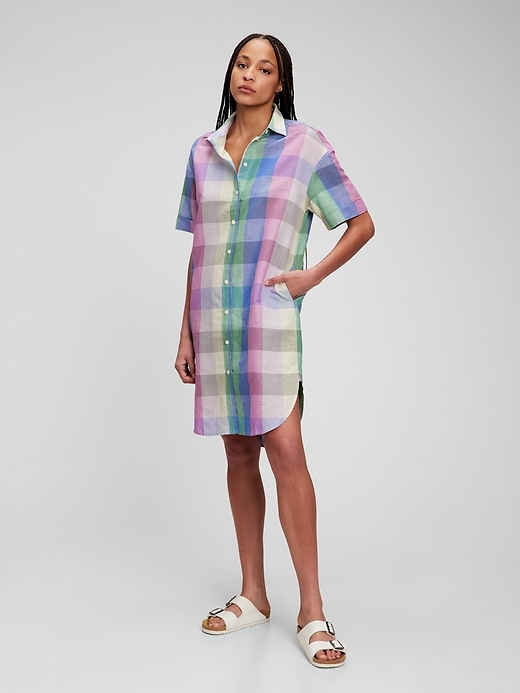 Image number 1 showing, Linen-Cotton Shirtdress