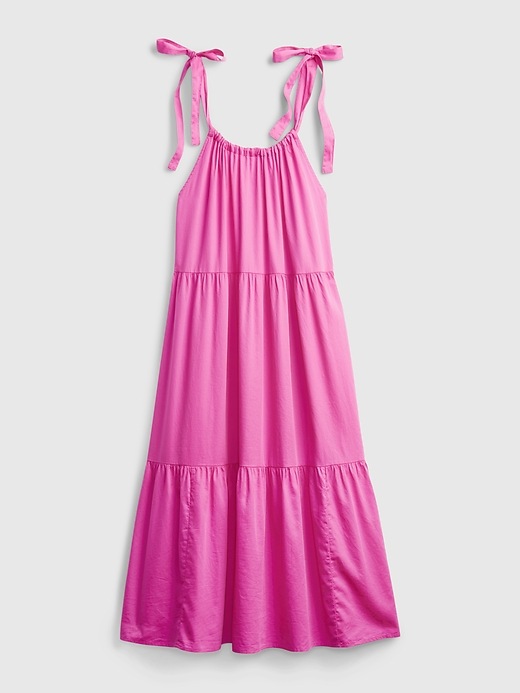 Image number 6 showing, Tie-Shoulder Tiered Midi Dress