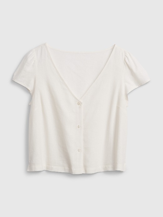 Image number 6 showing, Linen Blend V-Neck Button-Front Shirt