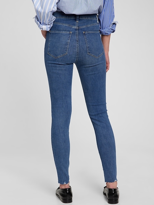2 of 8 showing, with the color medium indigo of product Sky High Rise Universal Jegging with Washwell