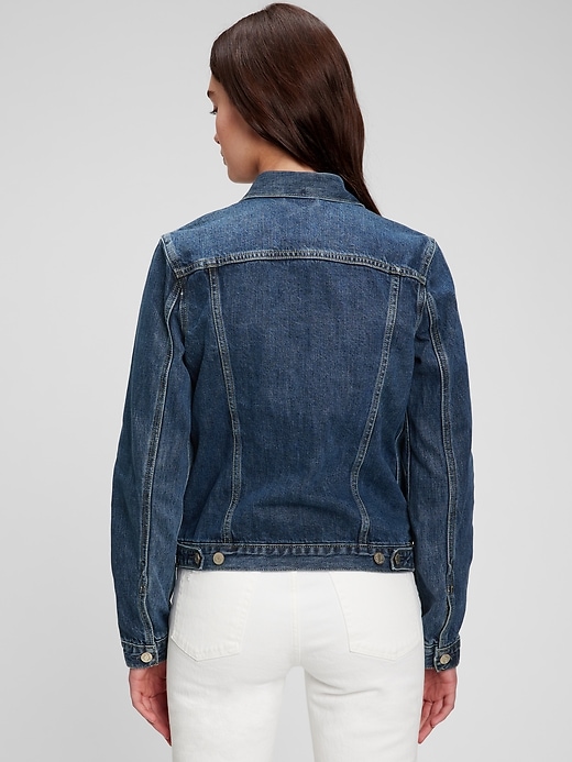 2 of 8 showing, with the color dark indigo of product Icon Denim Jacket with Washwell