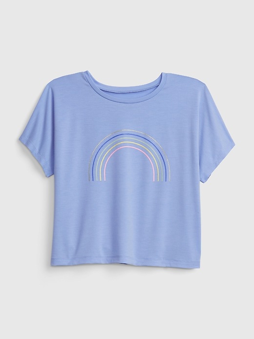 1 of 8 showing, with the color resolution blue of product GapFit Kids Recycled Boxy T-Shirt