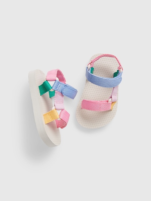 1 of 8 showing, with the color multi of product Baby Canvas Strap Sandals