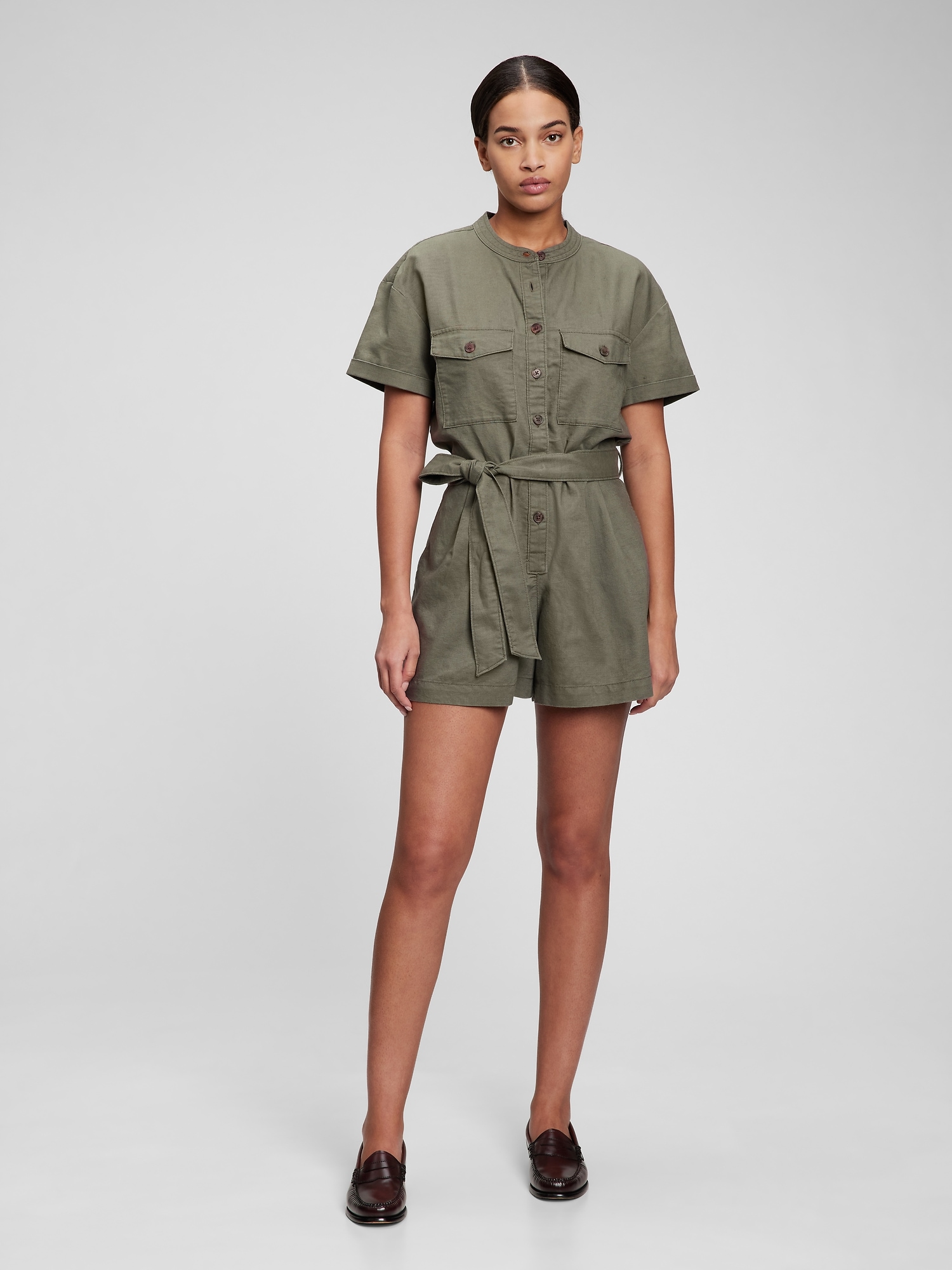 Linen Cotton Romper Gap