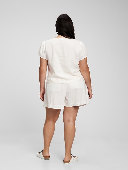 Image number 5 showing, Linen Blend V-Neck Button-Front Shirt
