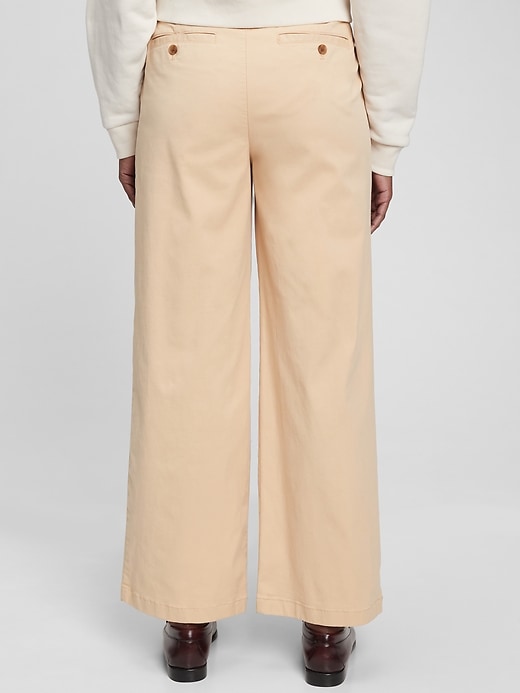 Image number 5 showing, High Rise Pleated Wide Khaki with Washwell