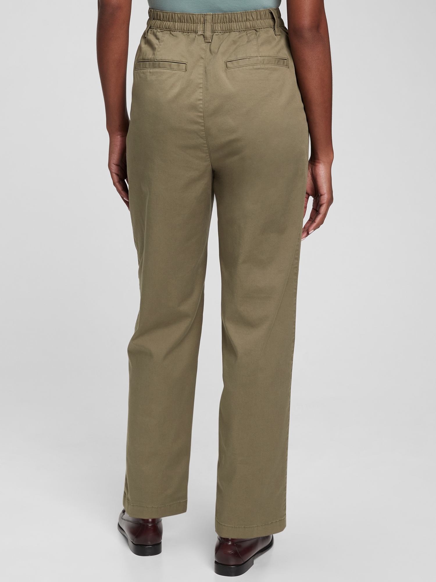 High Rise Pleated Khakis with Washwell | Gap