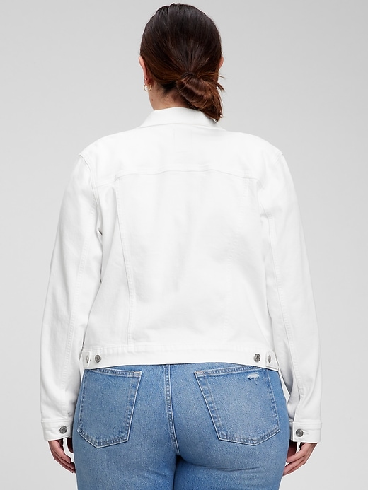 2 of 8 showing, with the color optic white of product Classic Icon Denim Jacket with Washwell