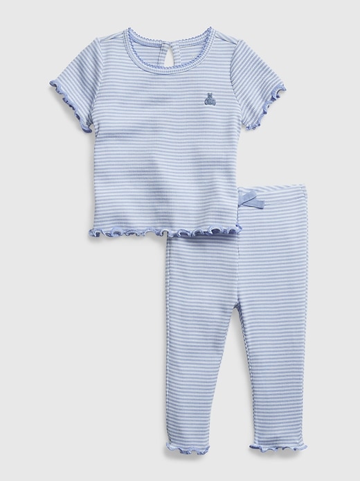 1 of 8 showing, with the color resolution blue of product Baby Rib Raglan Outfit Set