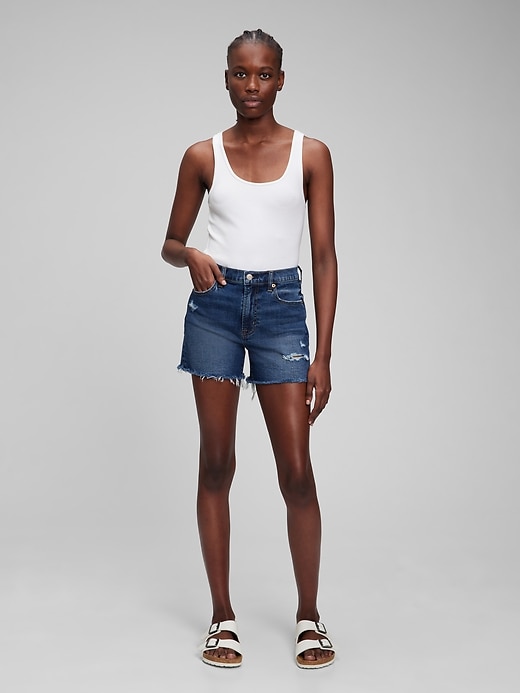 Image number 4 showing, 4" High Rise Denim Shorts with Washwell