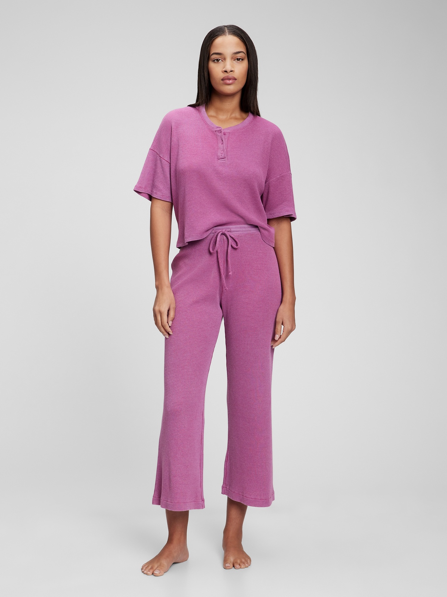 Waffle Knit High Rise Wide-Leg Pants | Gap