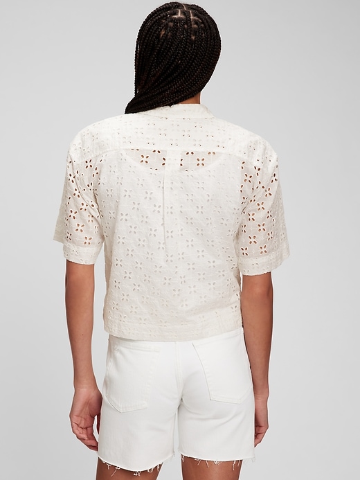 2 of 8 showing, with the color new off white of product Eyelet Shirt