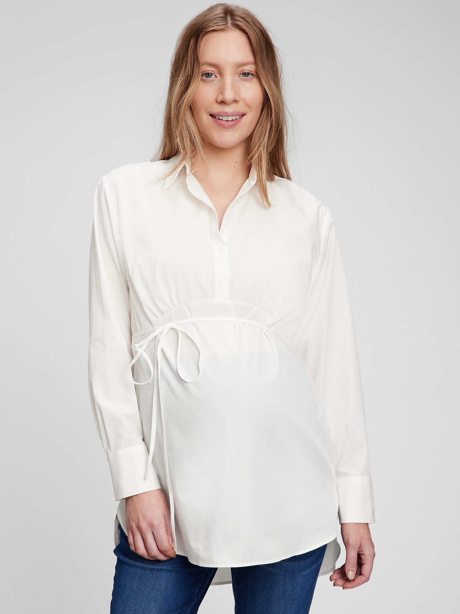 Gap Maternity Popover Shirt In Off White
