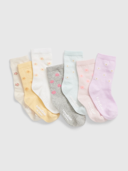 View large product image 1 of 1. Toddler Flower Crew Socks (7-Pack)