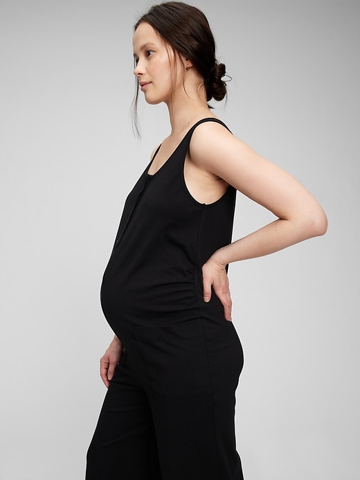 Image number 3 showing, Maternity Knit Button-Front Jumpsuit