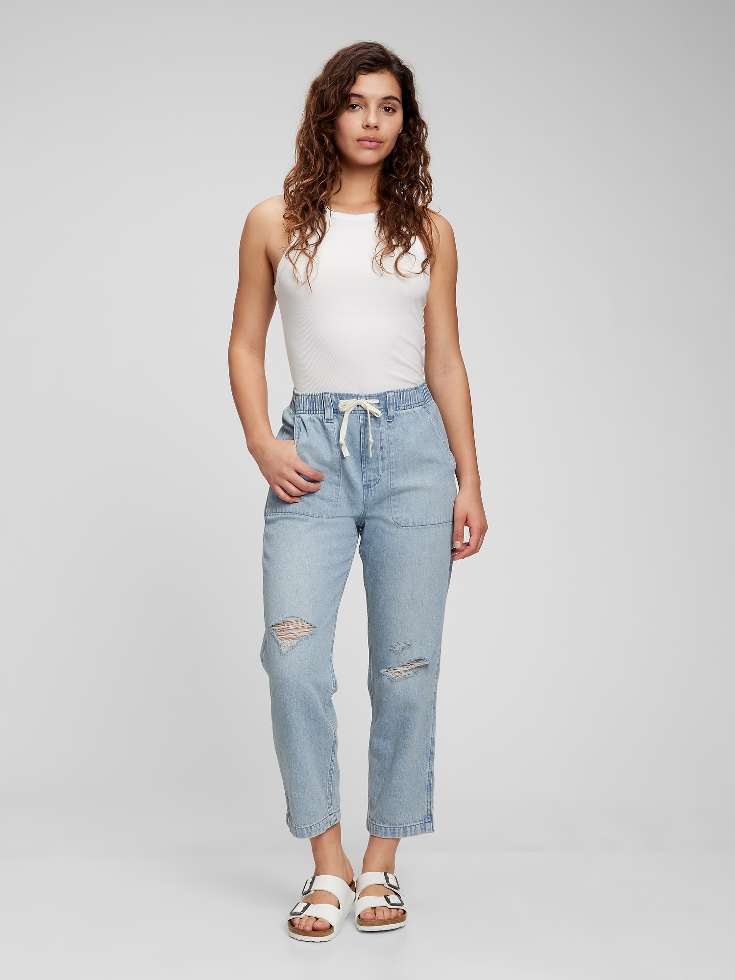 Easy Jeans with Washwell - Light Indigo Destructed