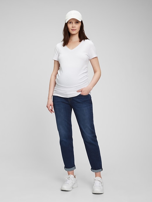 Image number 1 showing, Maternity True Waistband Full Panel Girlfriend Jeans