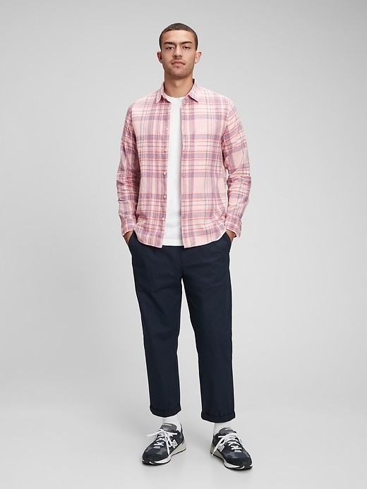 Image number 1 showing, Plaid Shirt in Linen-Cotton