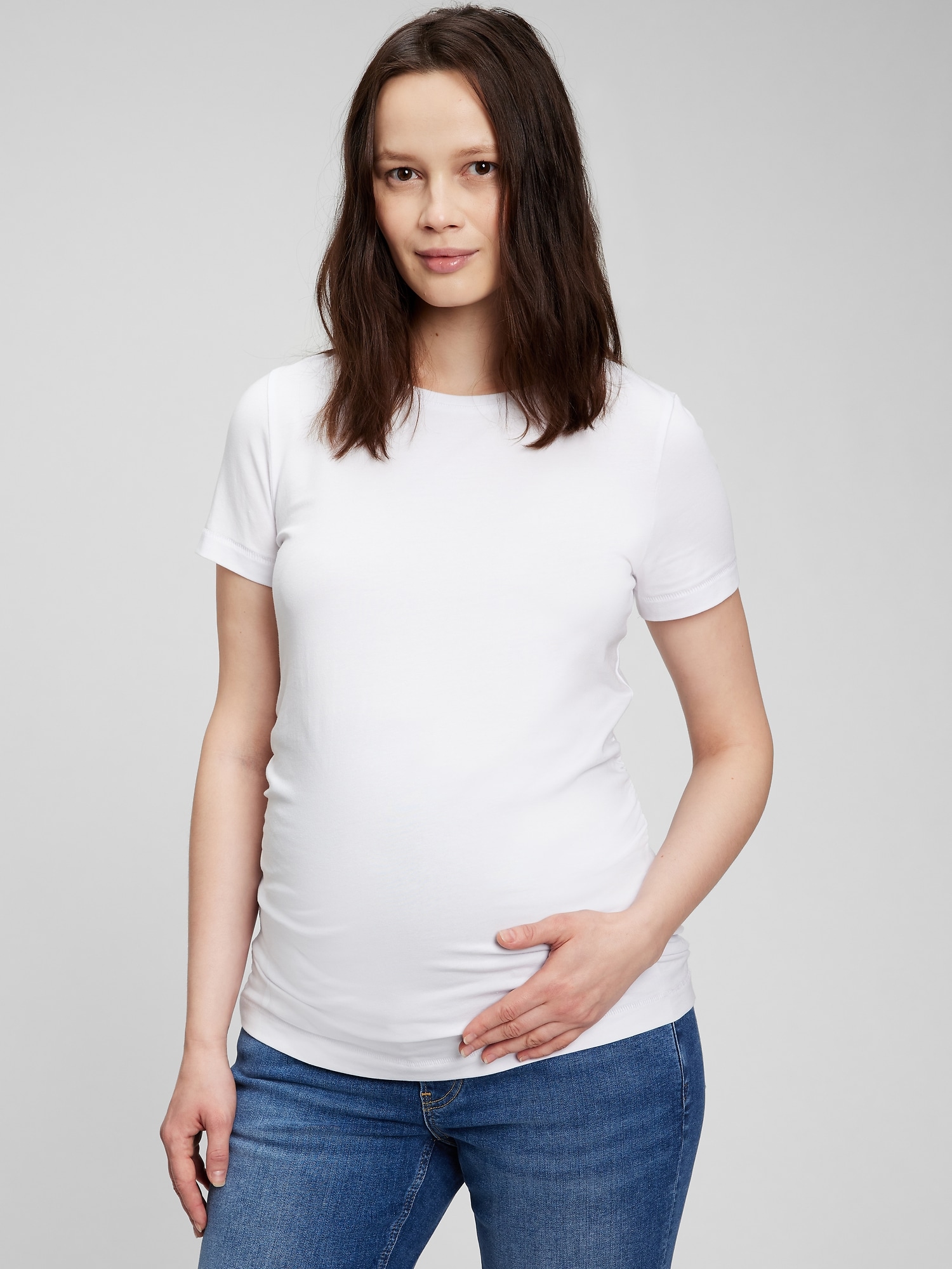 Gap Maternity Organic Cotton Vintage Crew T-shirt In Optic White