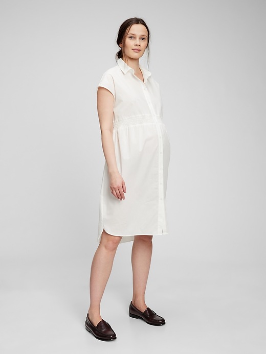 1 of 8 showing, with the color off white of product Maternity Shirtdress