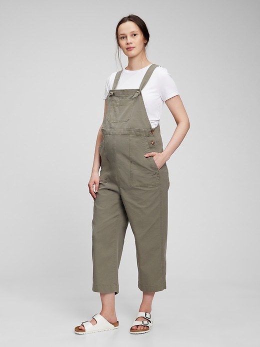 Image number 1 showing, Maternity Cropped Overalls in TENCEL&#153 Lyocell