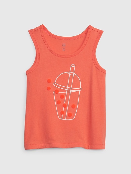 1 of 8 showing, with the color neon coral volt orange of product Toddler Boba Tea Graphic Tank Top