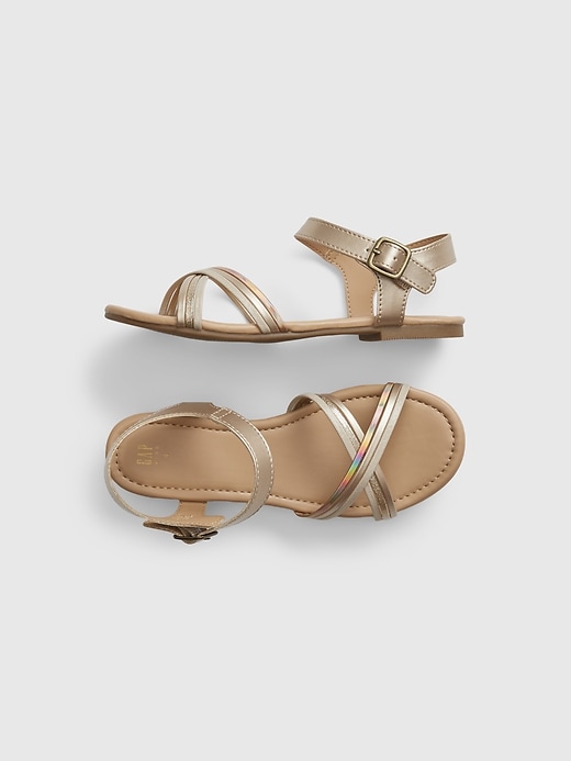 Image number 1 showing, Kids Metallic Strappy Sandals