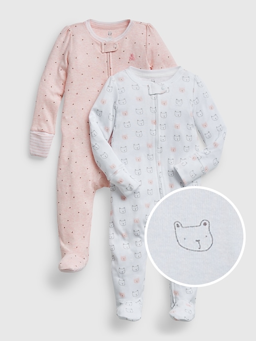 1 of 8 showing, with the color pink dot of product Baby 100% Organic Cotton First Favorite One-Piece (2-Pack)