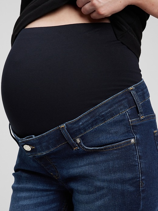 Image number 3 showing, Maternity True Waistband Full Panel Cheeky Straight Jeans with Washwell