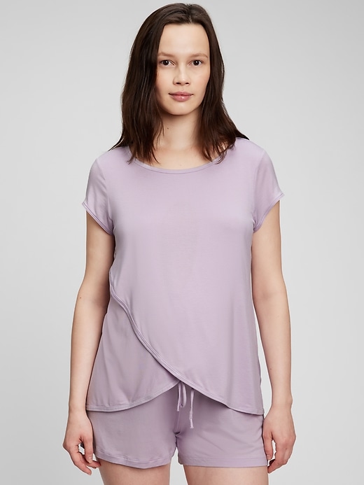 1 of 8 showing, with the color lavender frost of product Maternity Modal Nursing Sleep Set