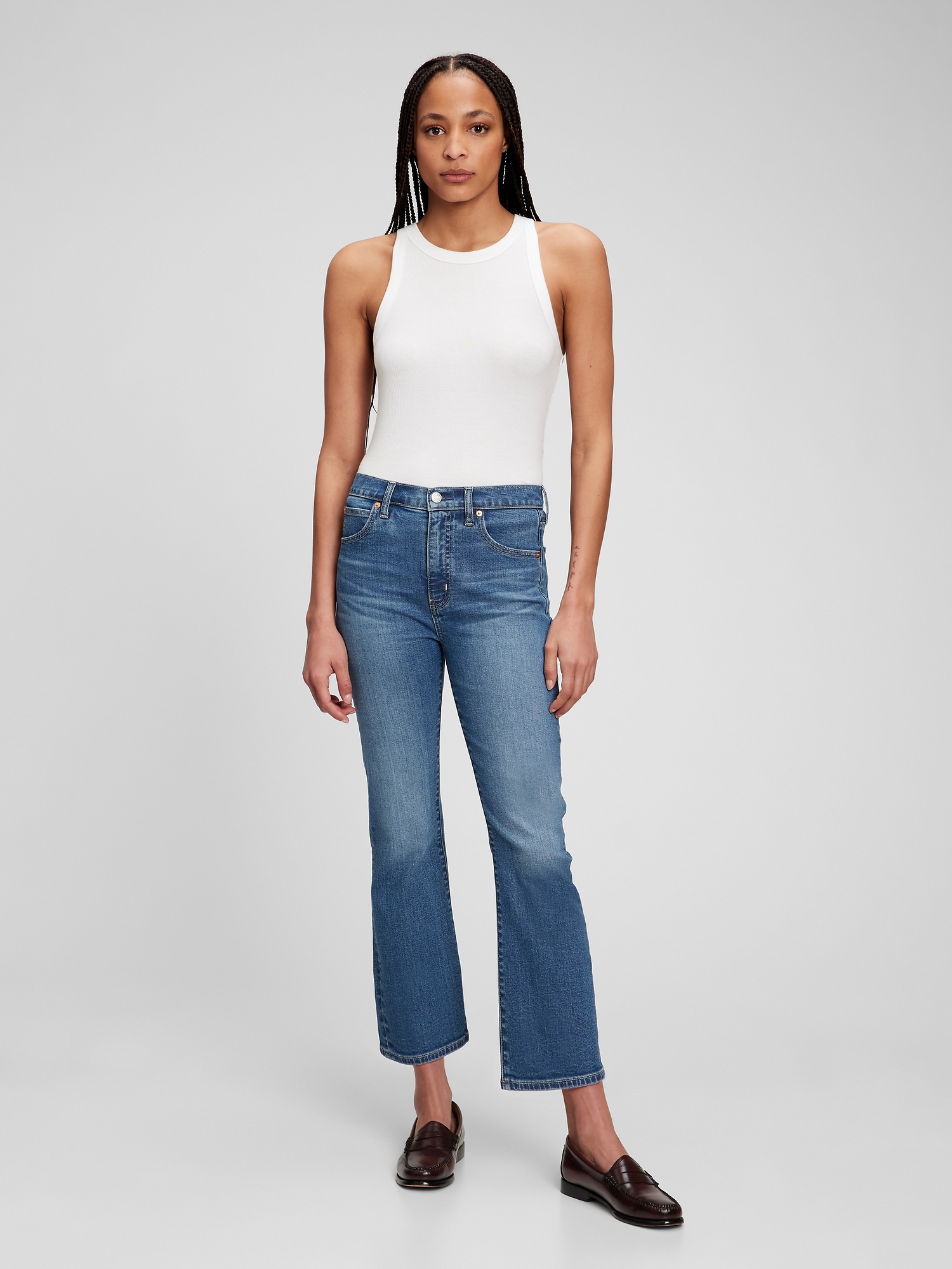 Gap High Rise Kick Fit Jeans with Washwell blue - 794565002