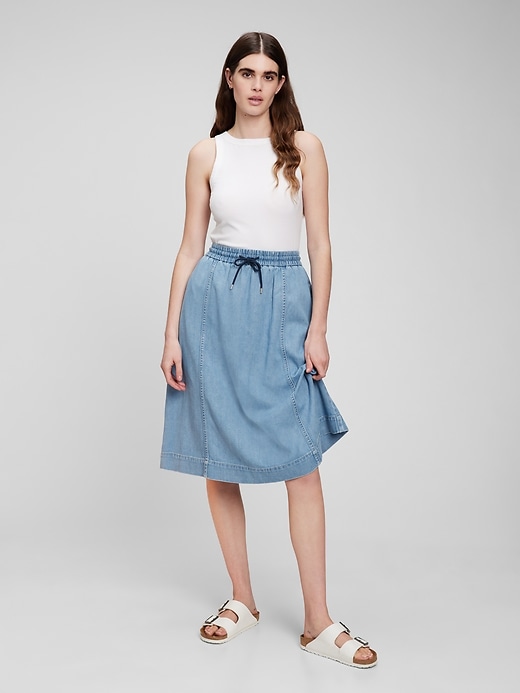 Image number 1 showing, Denim Pull-On Skirt with Washwell