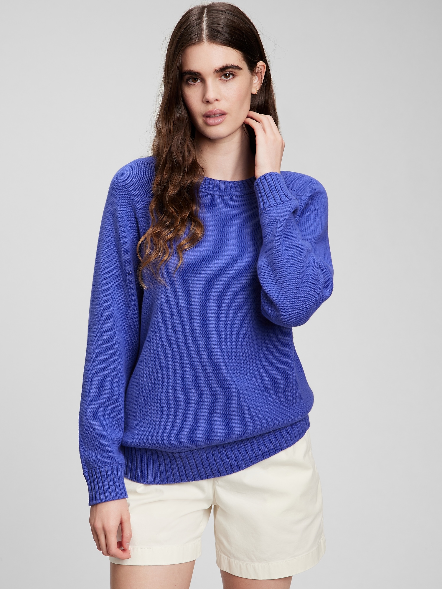 GAP Women's Ribbed V-Neck Sweater With Volume Sleeves - Easy-Care Everyday Essential - View #5