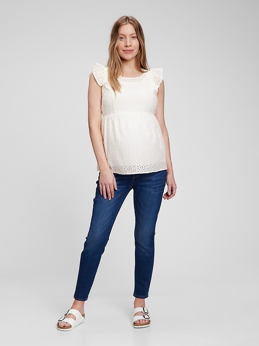 View large product image 1 of 1. Maternity Eyelet Lace Top