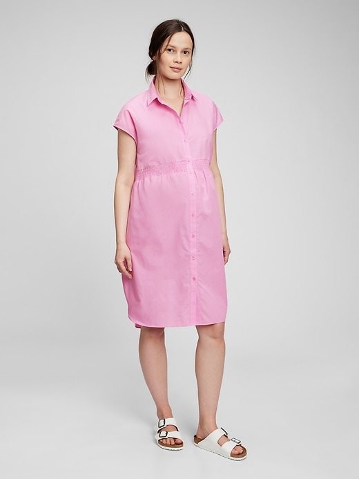 1 of 8 showing, with the color SUGAR PINK of product Maternity Shirtdress