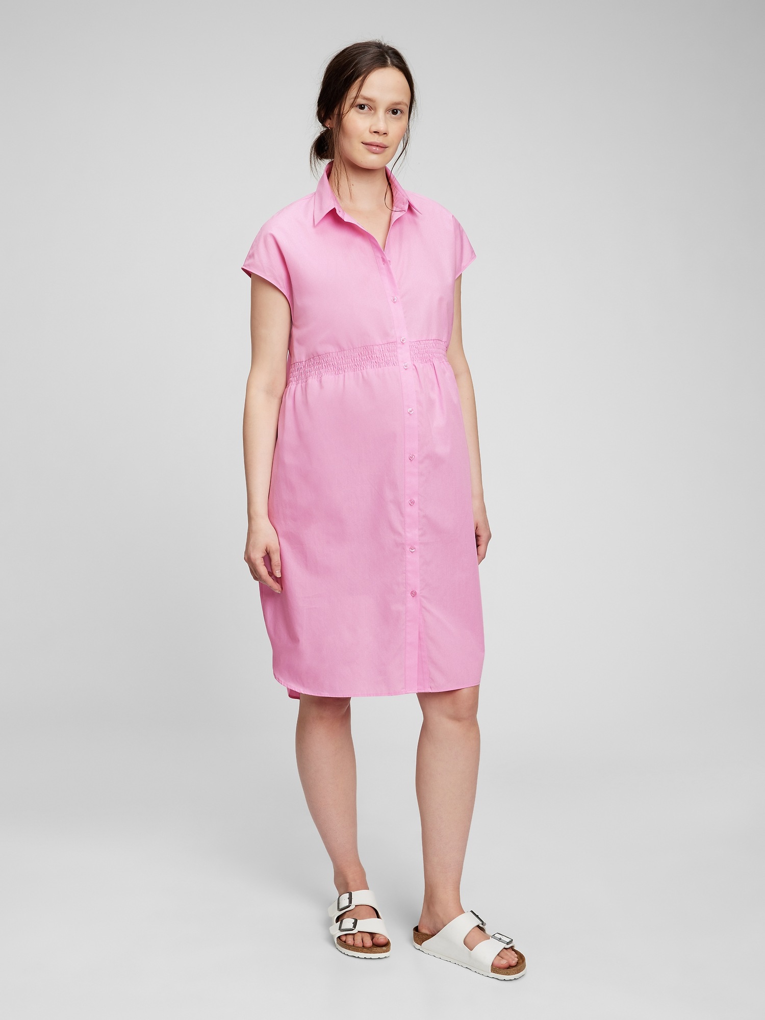 Gap Maternity Shirt Dress In Sugar Pink